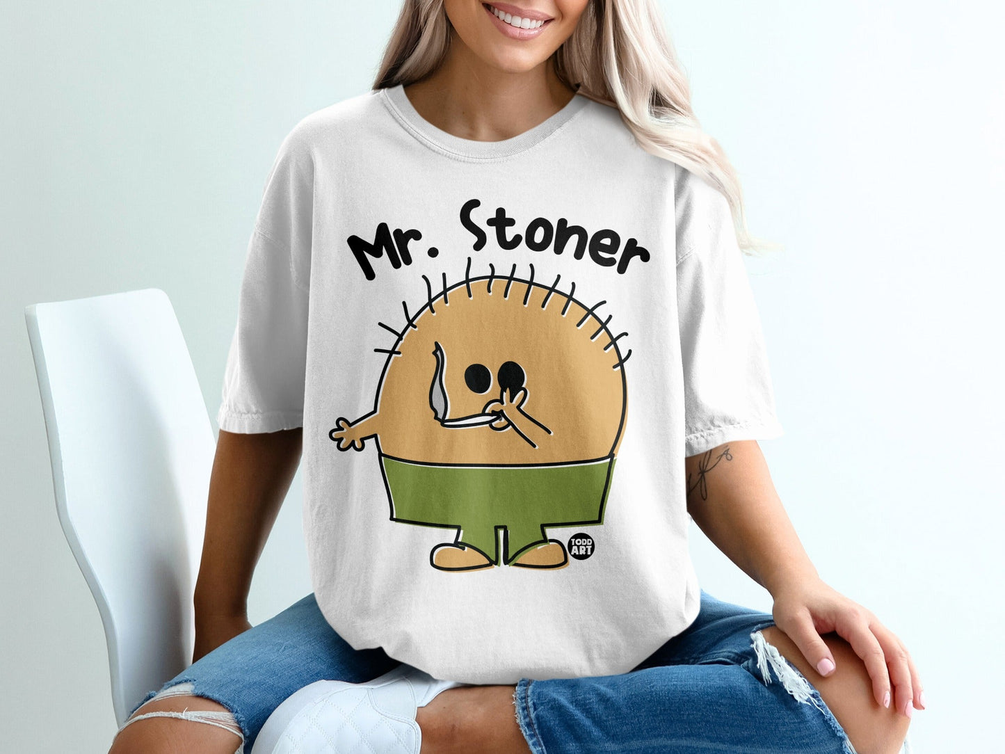 Funny Mr. Stoner Graphic Todd Art Illustrated T-Shirt