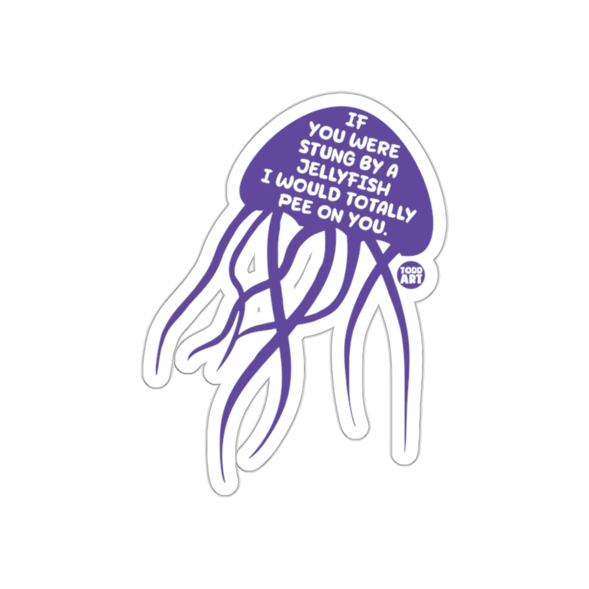 Funny Jellyfish Sting Sticker with Humorous Message