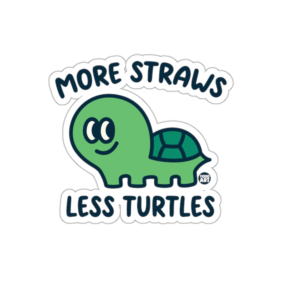 More Straws Less Turtles Cute Environmental Sticker