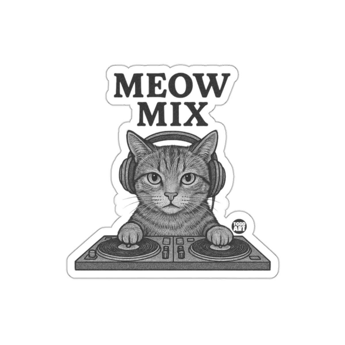 Meow Mix DJ Cat Sticker for Music Lovers Fun Gift