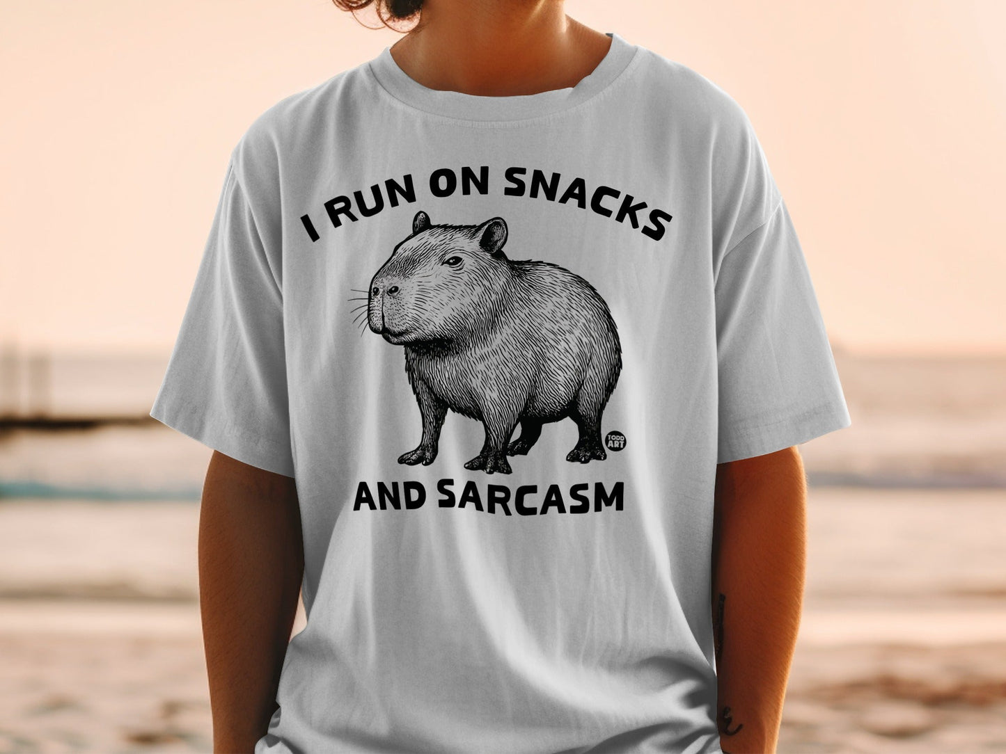 I Run On Snacks And Sarcasm Capybara Graphic Shirt