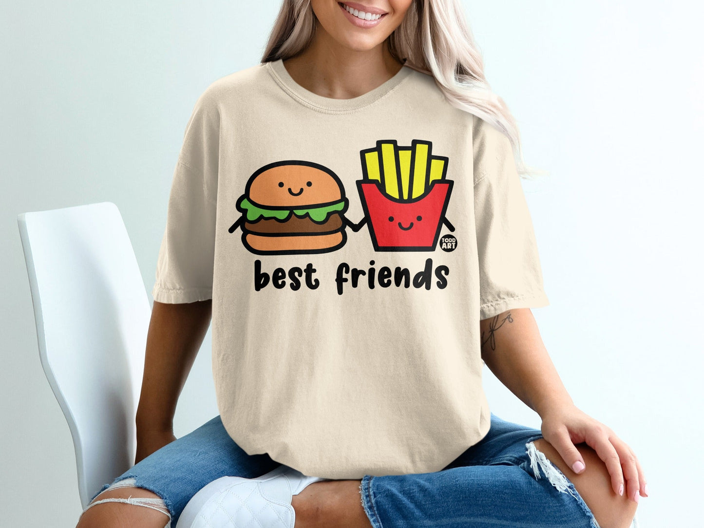 Cute Best Friends Burger and Fries Design Shirt