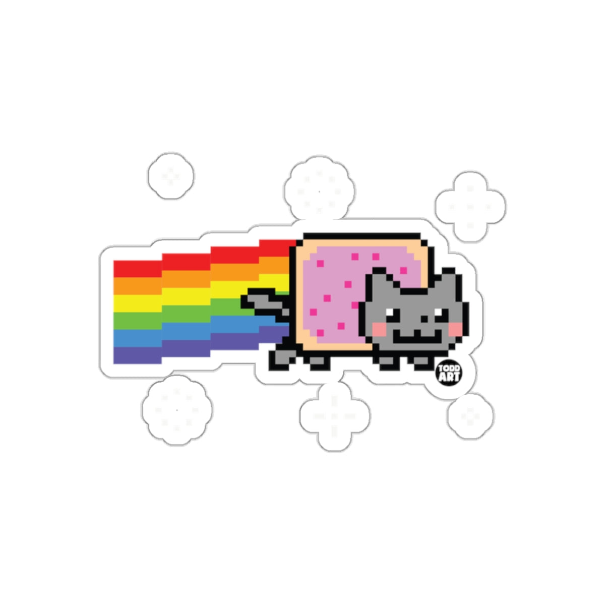 Pixelated Nyan Cat With Rainbow Trail Design Stickers