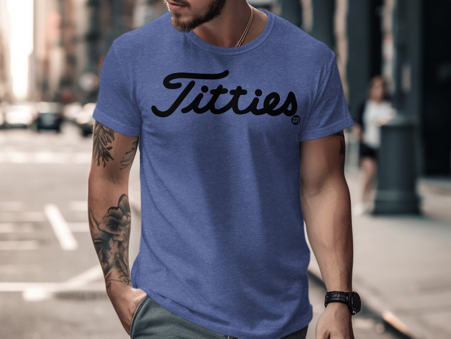 Blue Casual Trendy 'Titties' Graphic Print T-shirt