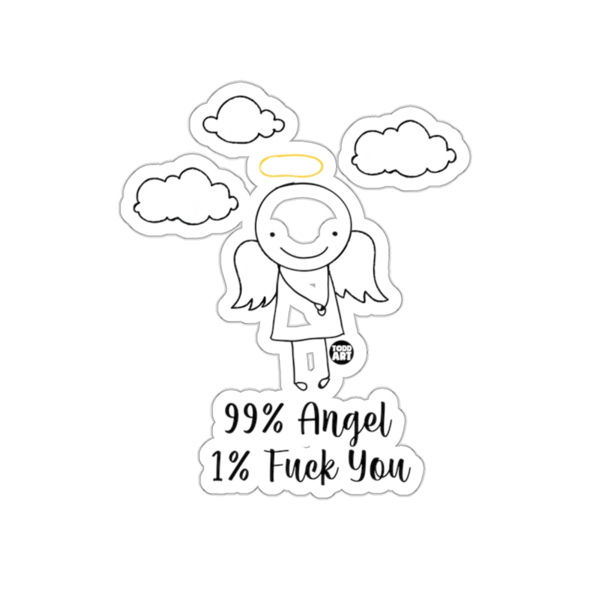 99% Angel 1% Fuck You Funny Cartoon Character Sticker