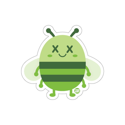 Cute Green Bee With X Eyes Fun Sticker Product