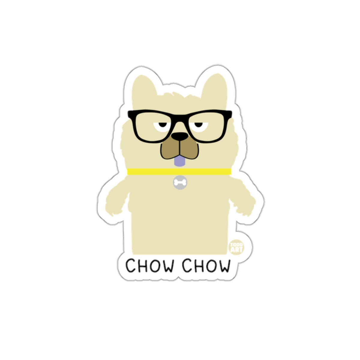 Cute Glasses Wearing Chow Chow Dog Sticker