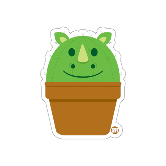 Cute Rhino Cactus in Pot Cartoon Sticker for Decoration
