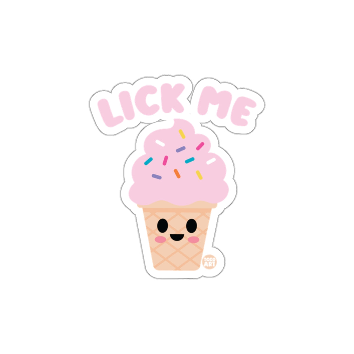 Cute Happy Ice Cream With Lick Me Text Sticker