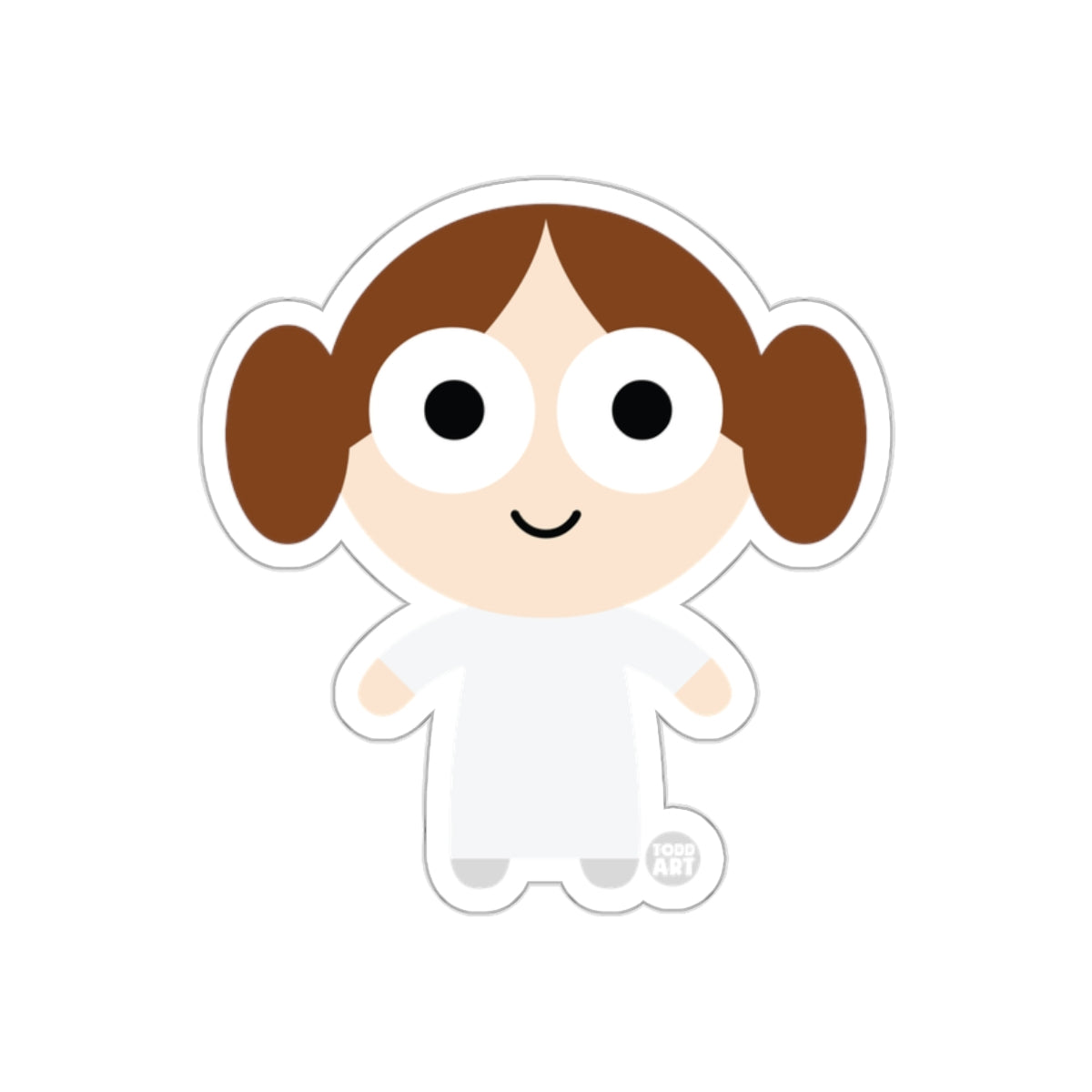 Cute Cartoon Character with Brown Hair Sticker