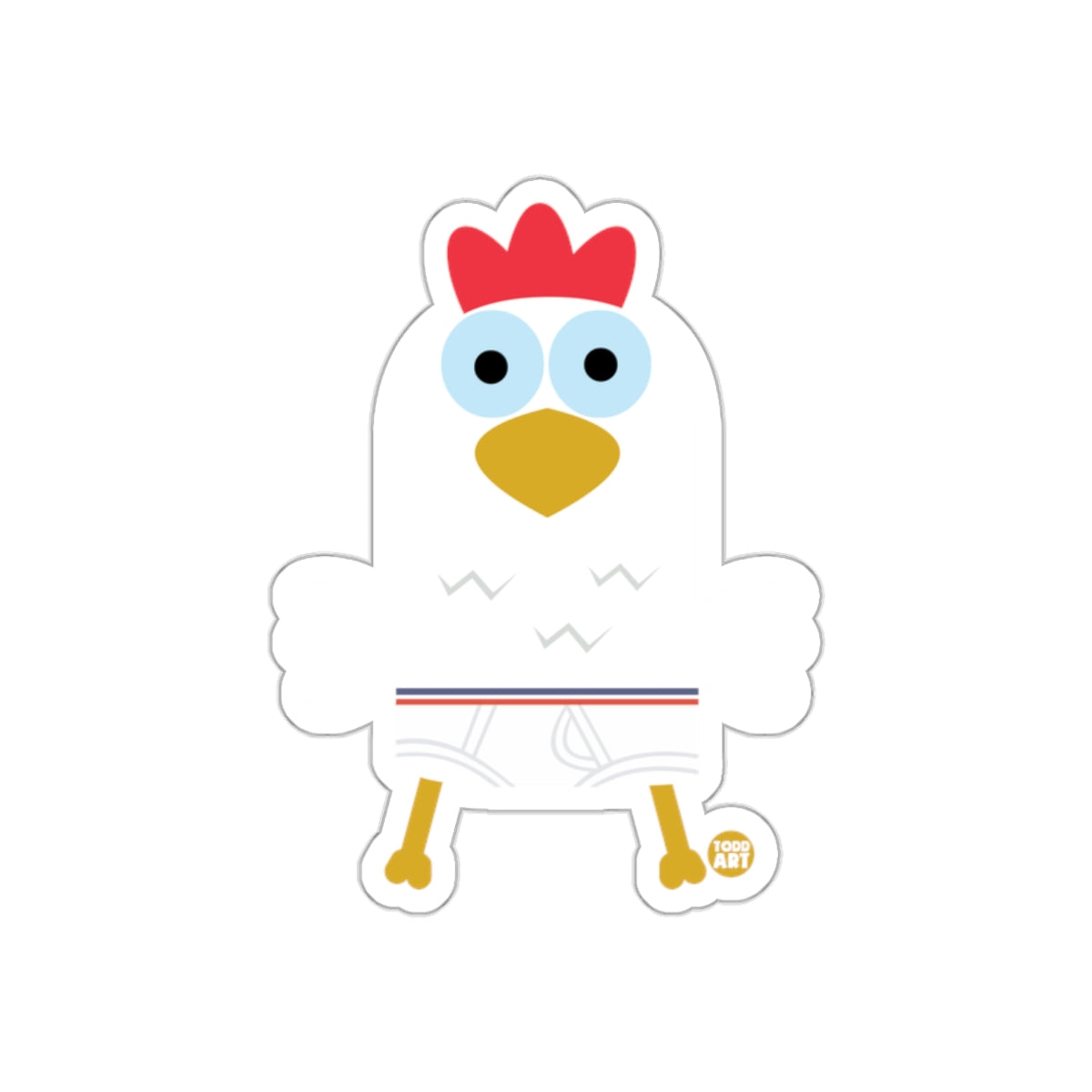 Funny Cartoon Chicken Character Sticker Design