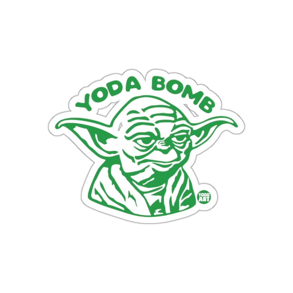 Yoda Bomb Green Head Illustration Graphic Art Stickers