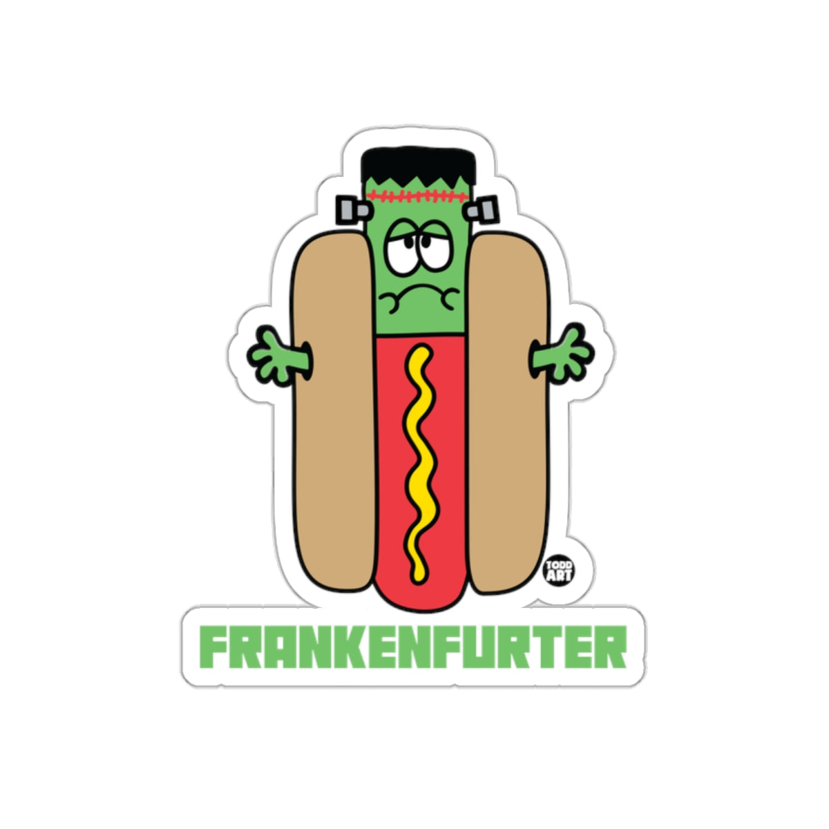 Frankenfurter Hot Dog Sticker with Frankenstein Design