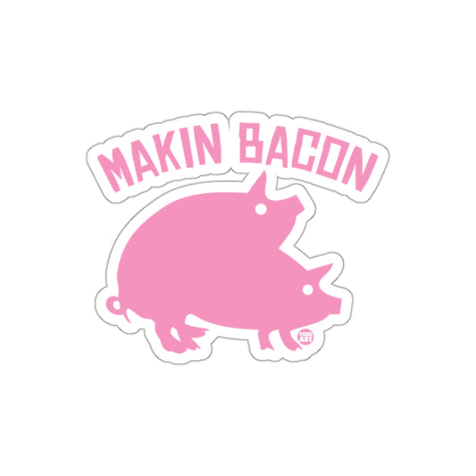 Makin Bacon Two Pigs Design Pink on Black Stickers