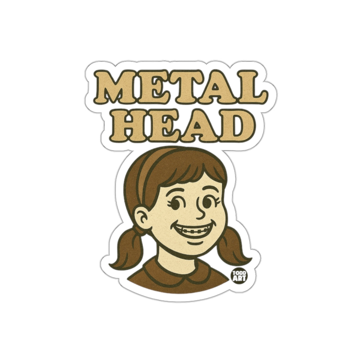 Metal Head Design Cute Girl Graphic Art Sticker