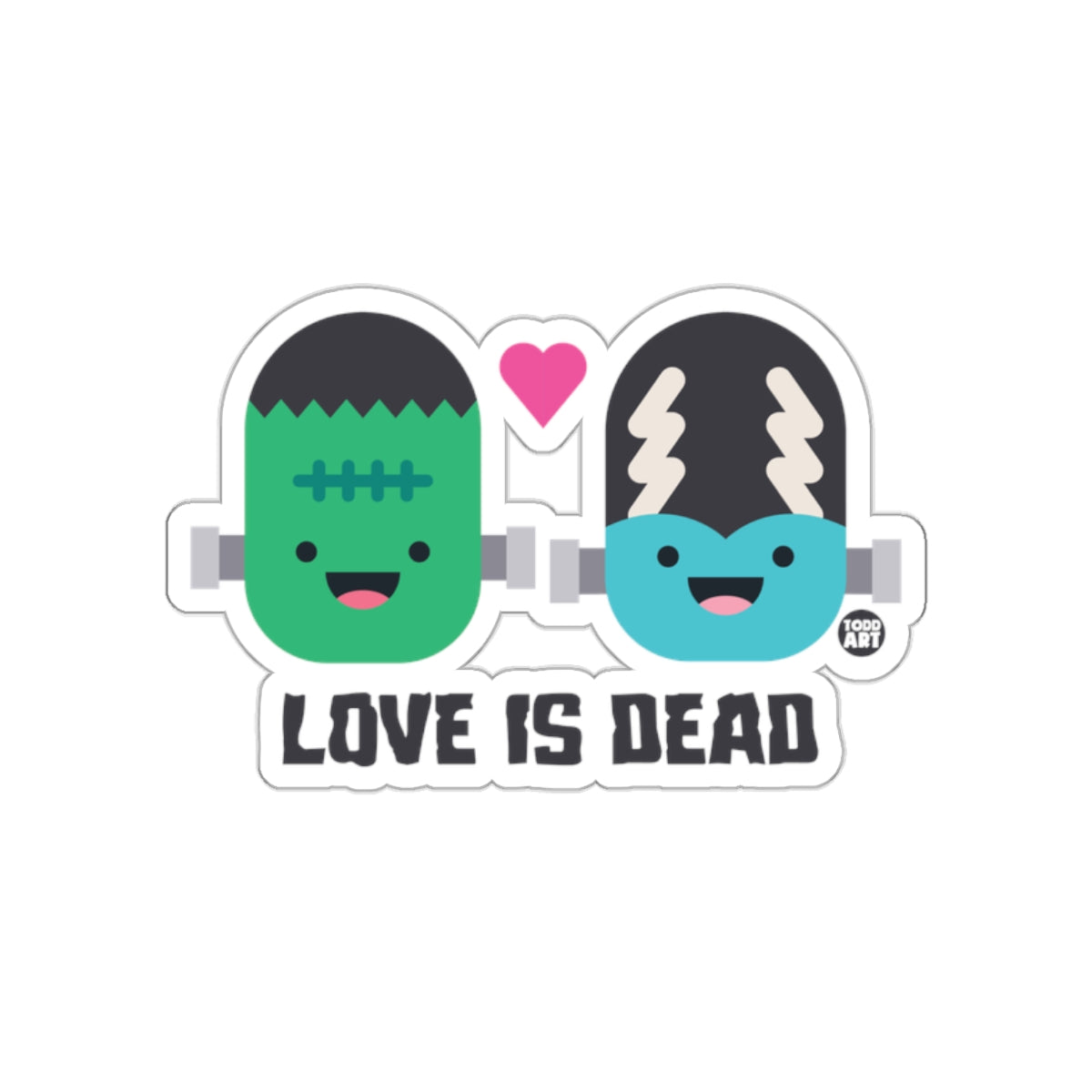 Love Is Dead Cute Frankenstein and Bride Sticker
