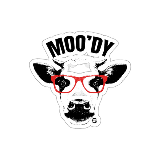 Funny Moody Cow With Red Glasses Sticker Product
