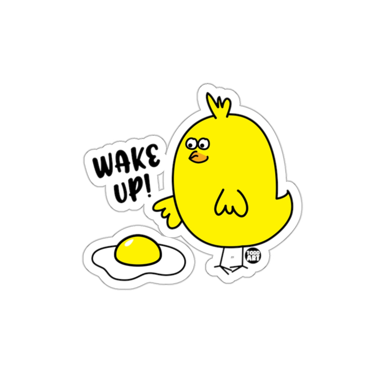 Wake Up Chick and Egg Cartoon Funny Sticker