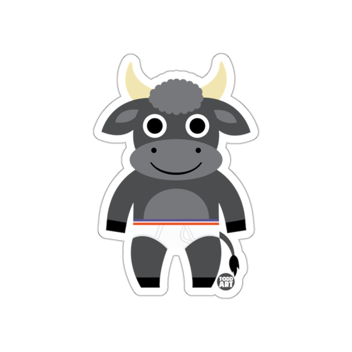Adorable Cartoon Bull with Underwear Graphic Sticker