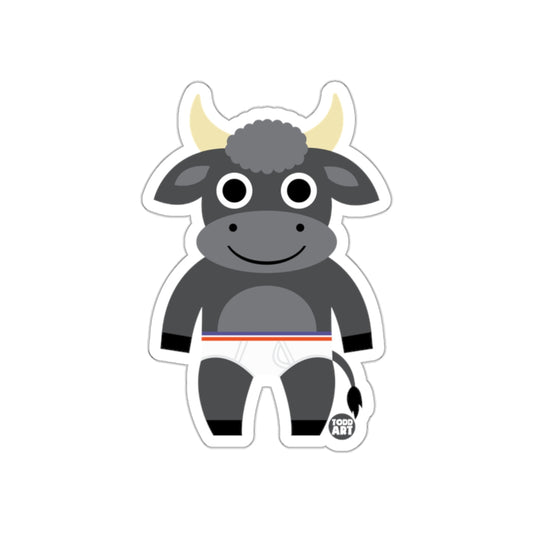 Adorable Cartoon Bull with Underwear Graphic Sticker