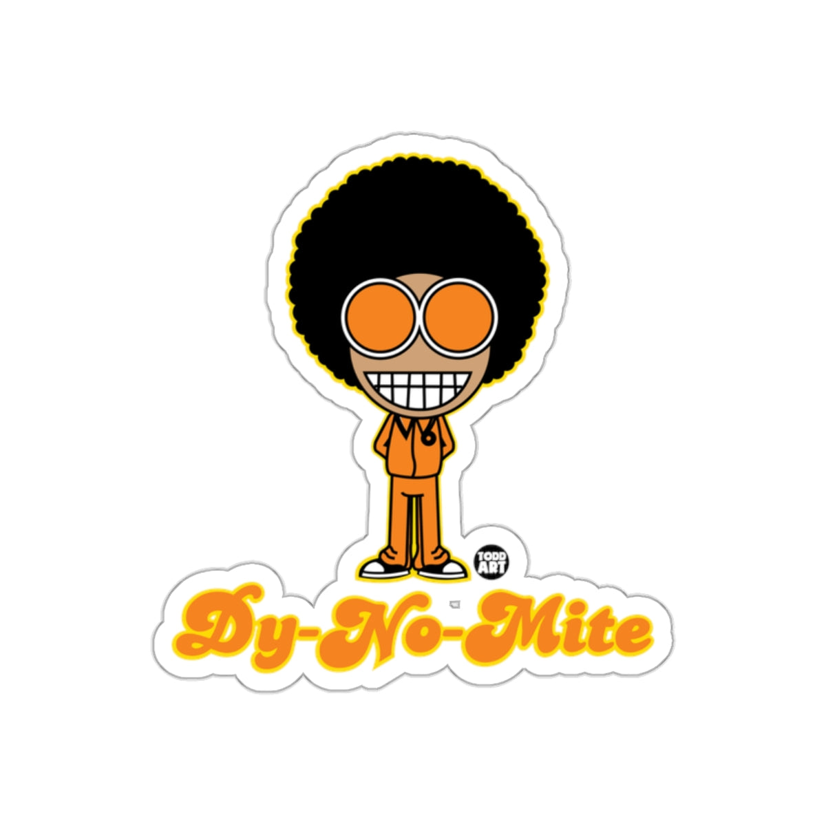 Groovy Cartoon Character Dy-No-Mite Sticker