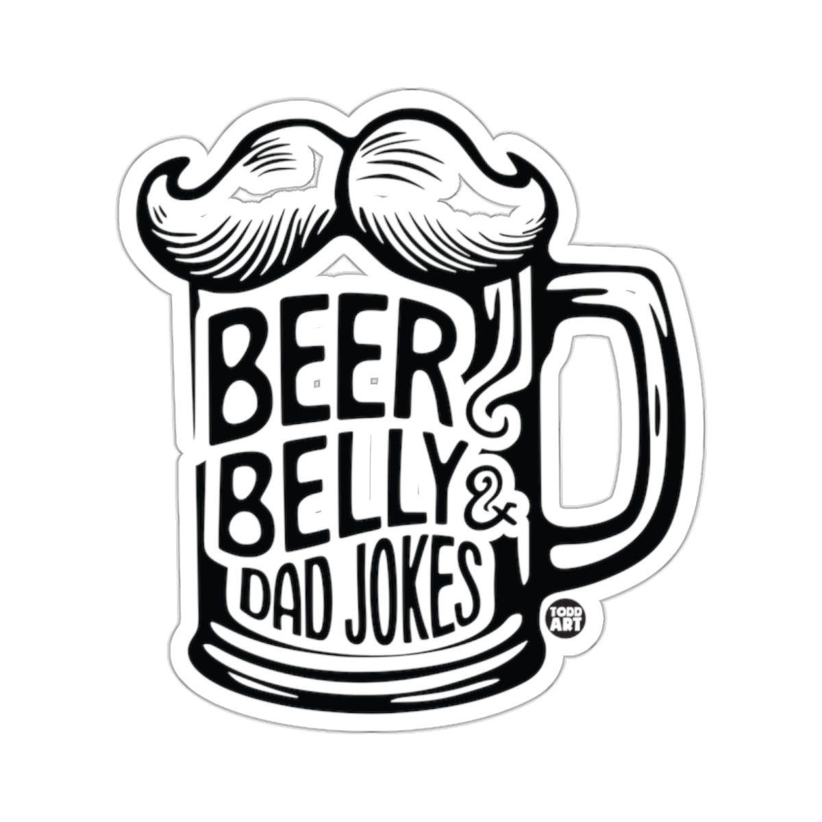 Beer Belly & Dad Jokes Moustache Beer Mug sticker
