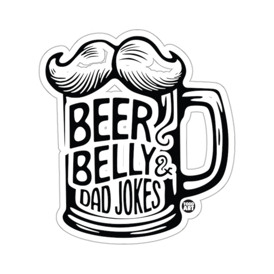 Beer Belly & Dad Jokes Moustache Beer Mug sticker