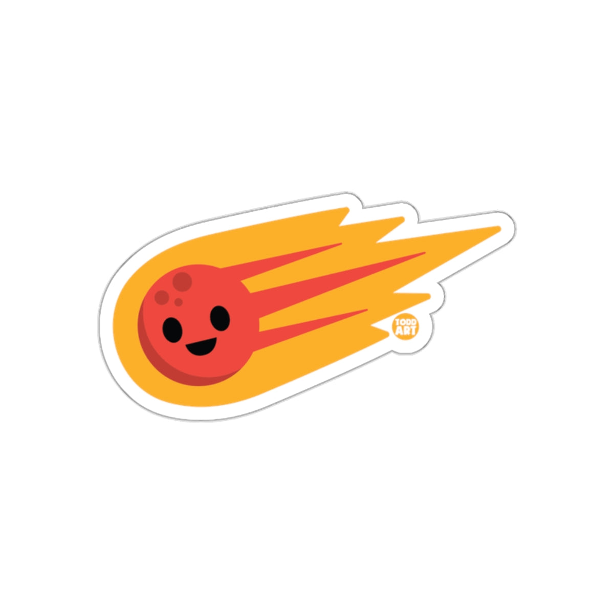 Happy Red Comet with Flames Cartoon Sticker