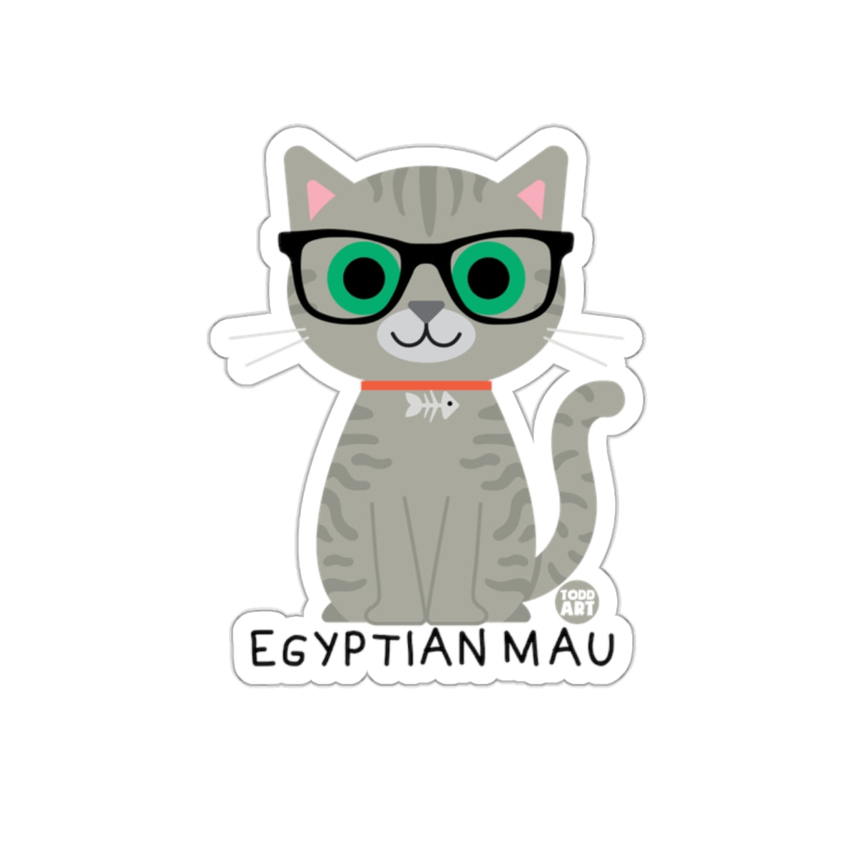 Cute Egyptian Mau Cat with Glasses Sticker