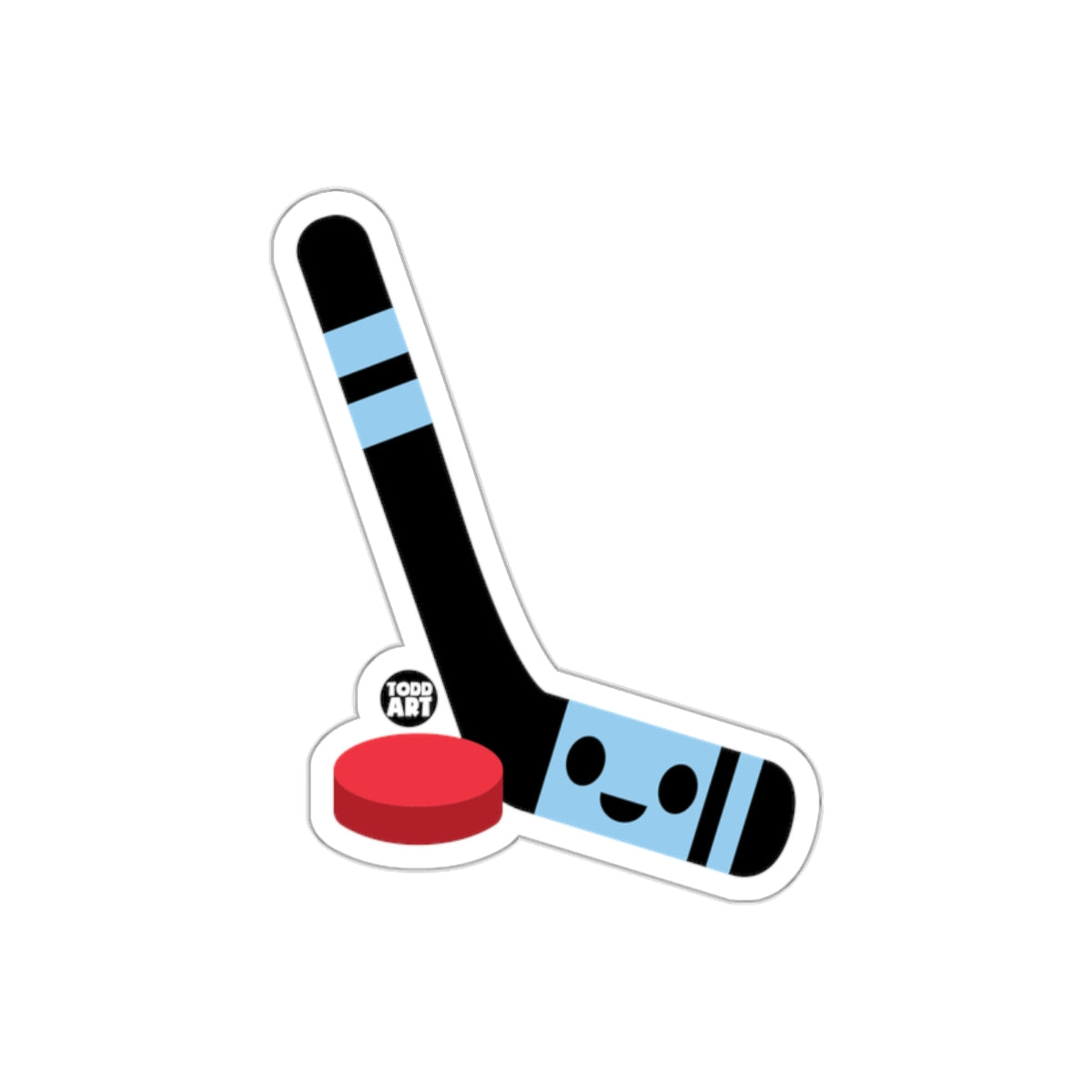Cute Cartoon Hockey Stick and Puck Illustration Sticker