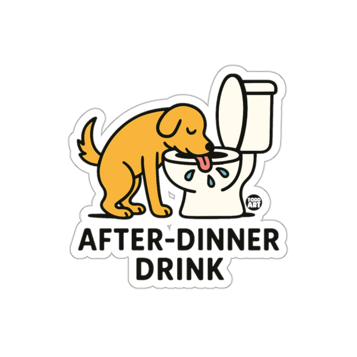 Funny After-Dinner Drink Dog Sticker Funny Illustration