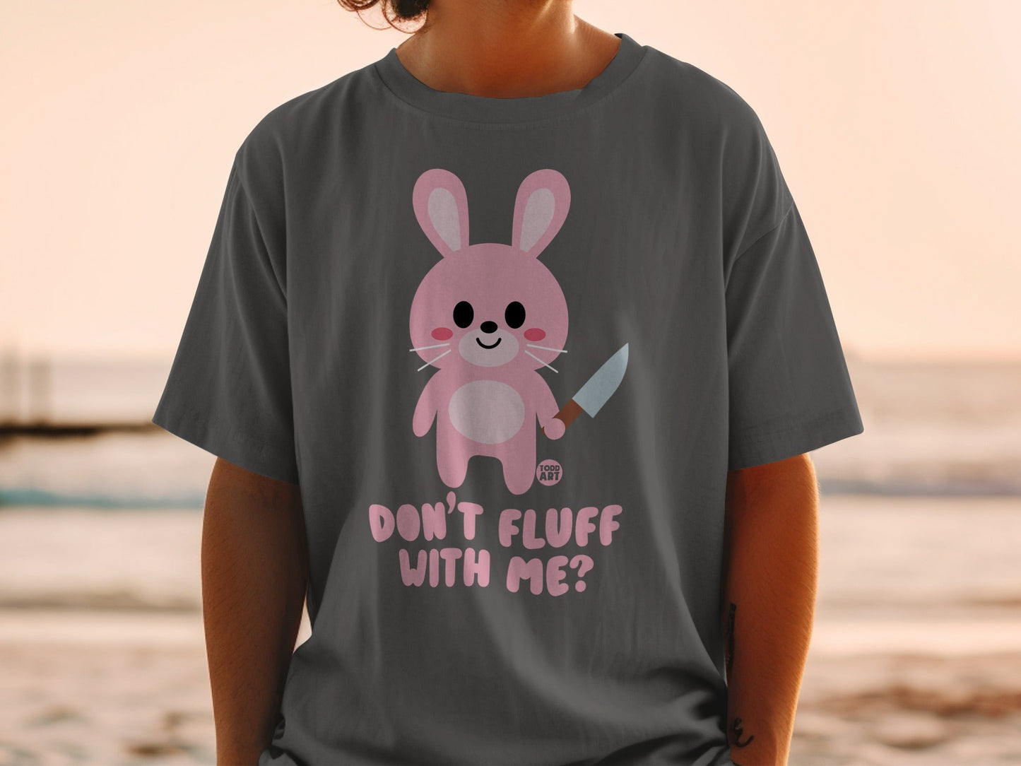 Cute Pink Bunny Don't Fluff With Me Graphic Tee