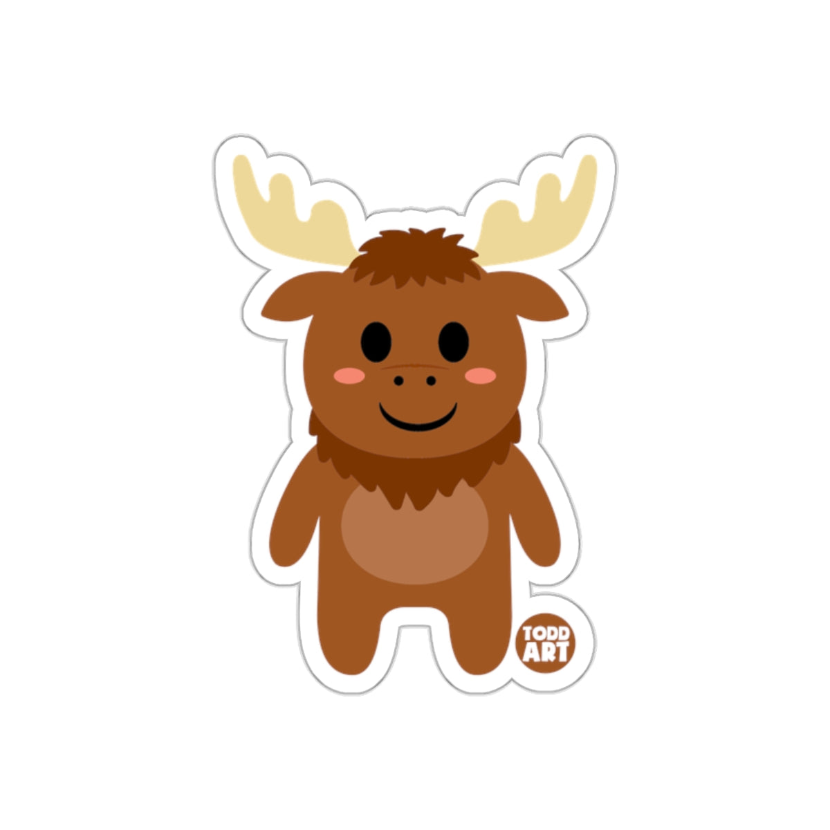 Cute Smiling Moose Cartoon Character Sticker Product