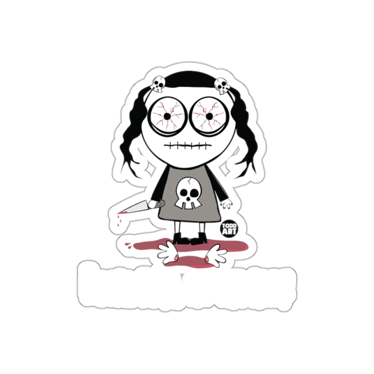 Creepy Girl with Skull Dress and Knife Sticker