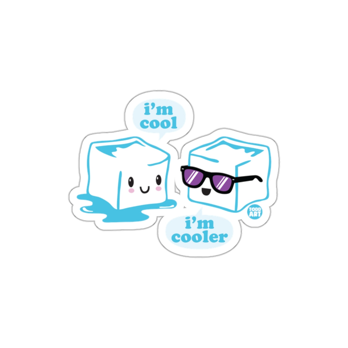 I'm Cool I'm Cooler Ice Cube Cartoon Sticker