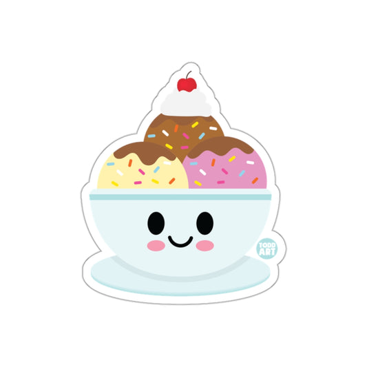 Cute Smiling Ice Cream Sundae with Sprinkles Sticker
