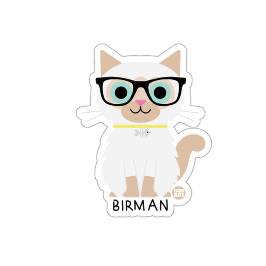 Birman Cat Illustration with Glasses Sticker
