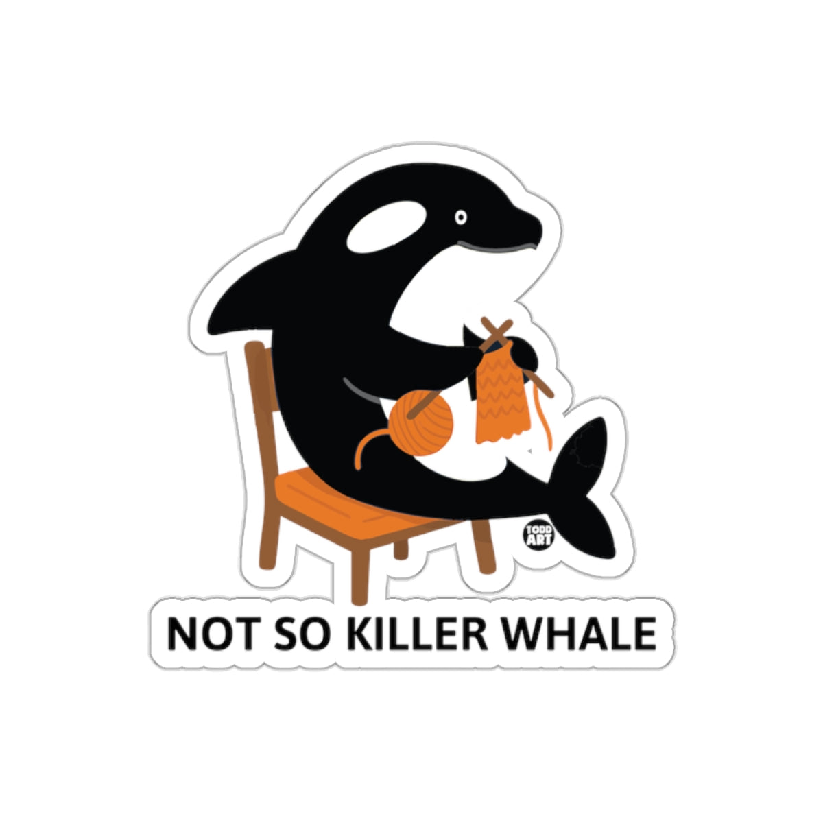 Not So Killer Whale Funny Knitting Whale Sticker