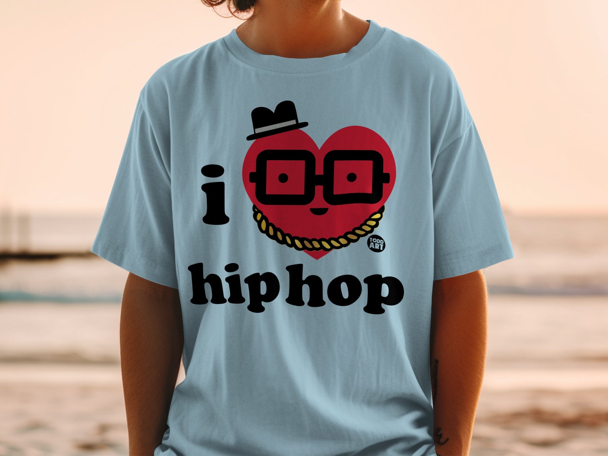 I Love Hip Hop Graphic Tee with Cool Heart Design