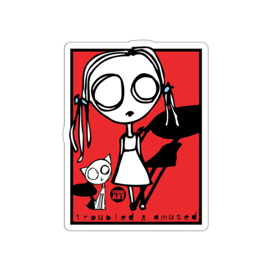 Troubled and Amused Cartoon Art Sticker