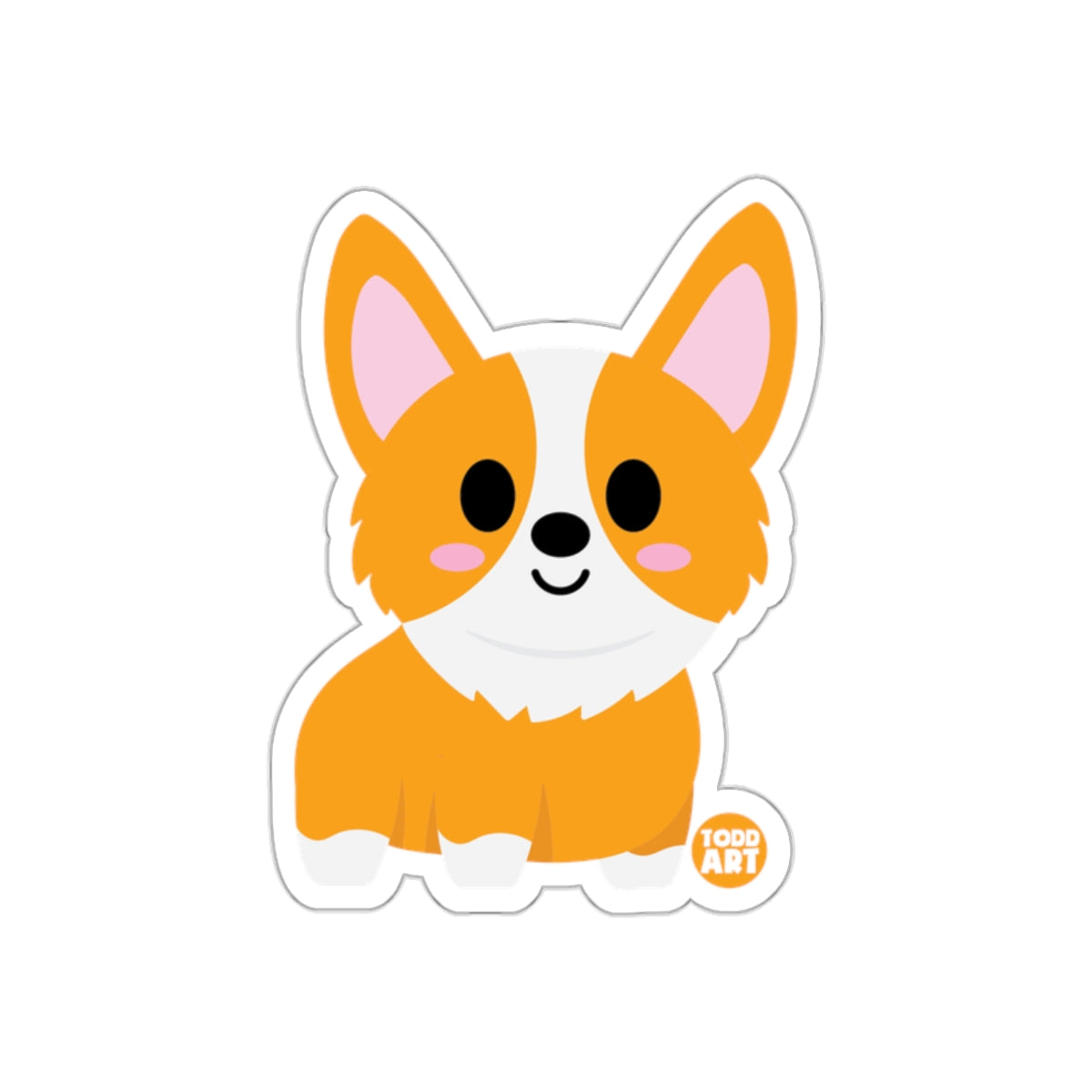 Cute Cartoon Corgi with Pink Cheeks Sticker Design