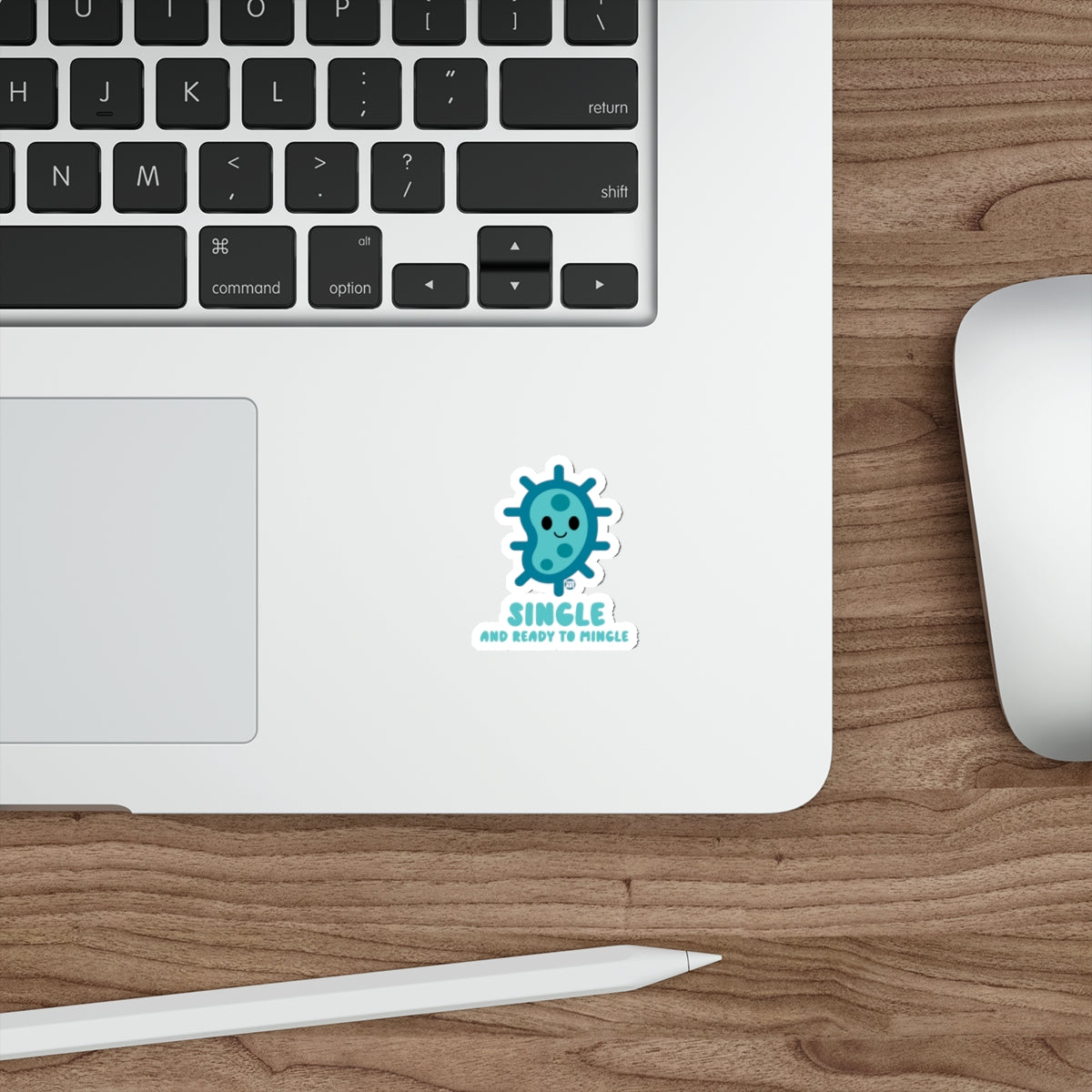 Single and Ready to Mingle Cute Microbe Sticker