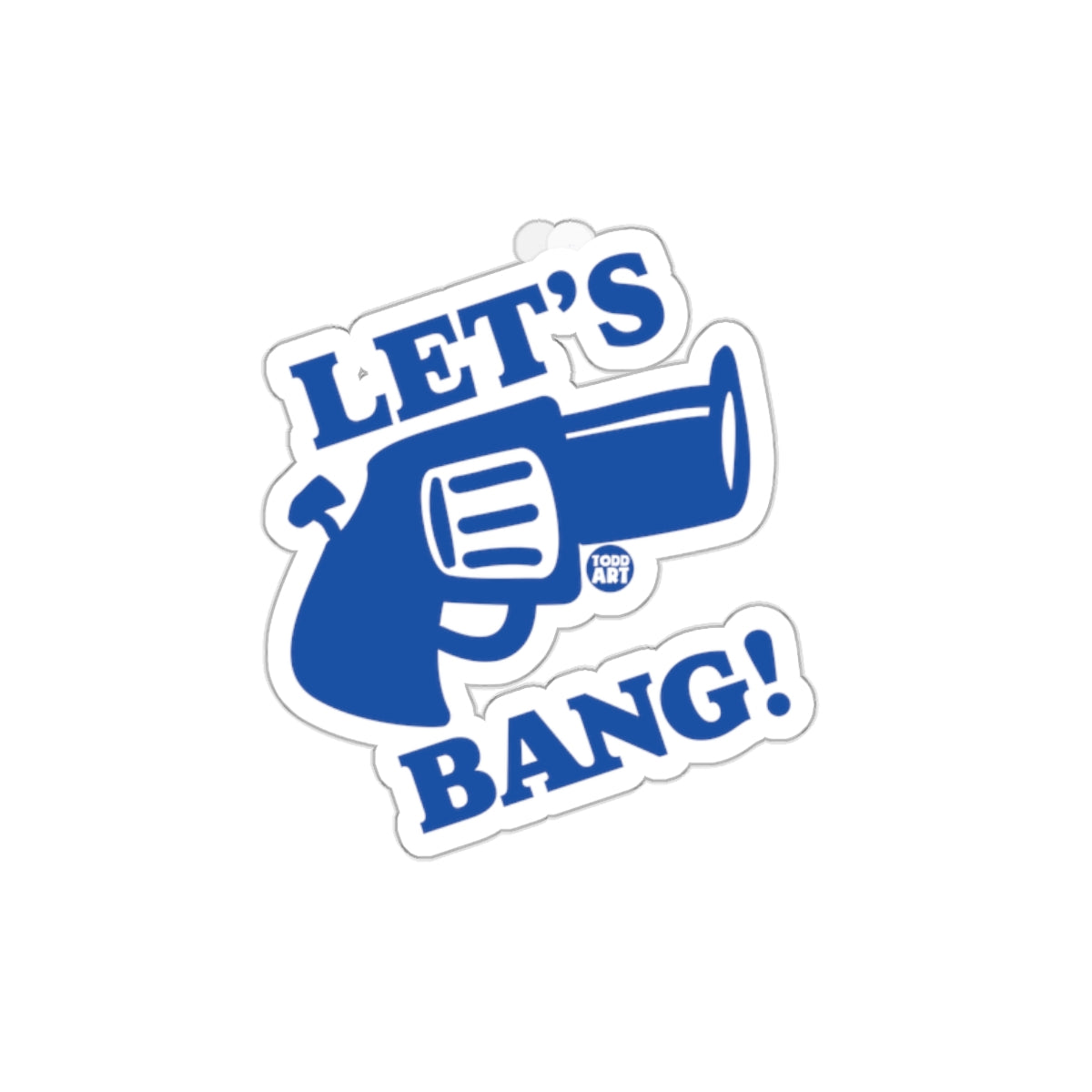 LET'S BANG Blue Gun Illustration Sticker