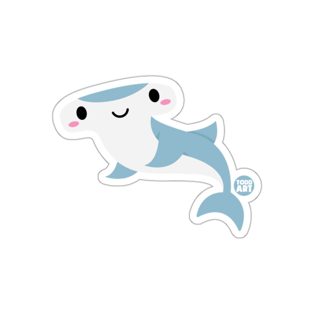 Adorable Happy Hammerhead Shark Icon Sticker