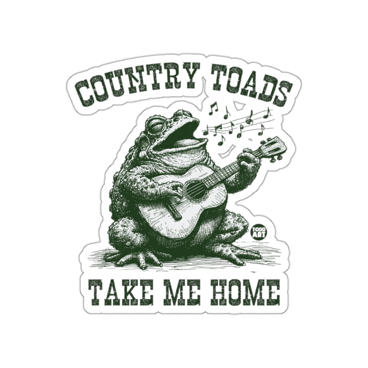 Country Toads Take Me Home Music Themed Sticker