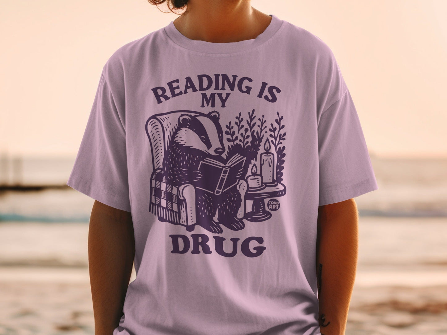 Reading Is My Drug Badger Illustration T-Shirt