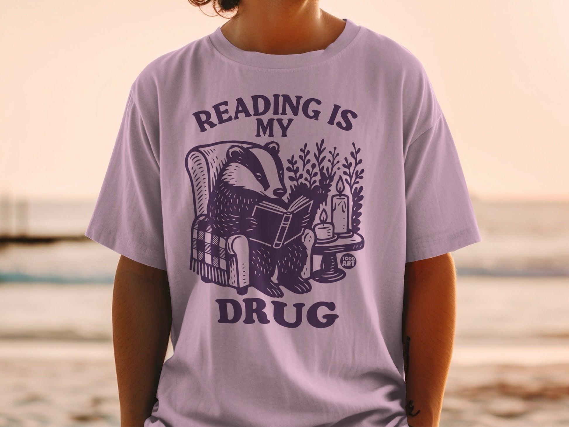 Reading Is My Drug Badger Illustration T-Shirt