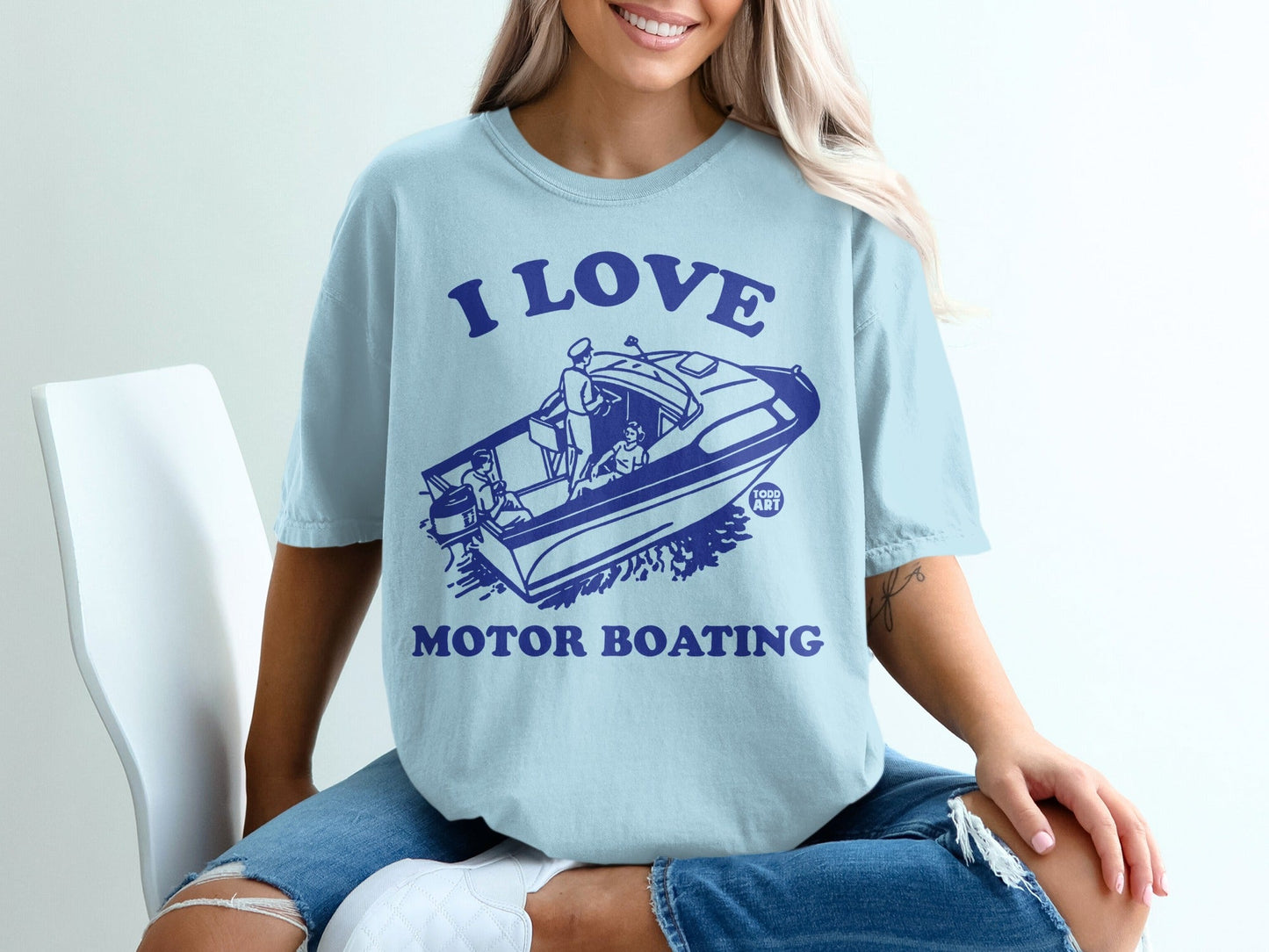 I Love Motor Boating Graphic Print T-Shirt