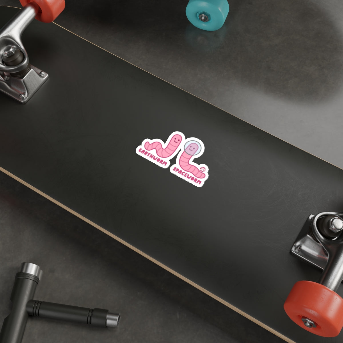 Earthworm and Spaceworm Sticker for Skateboards