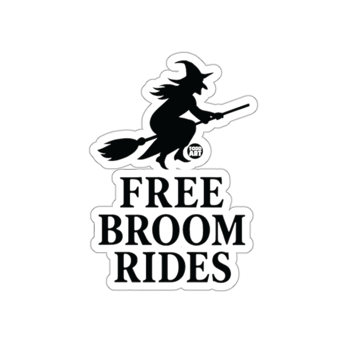Free Broom Rides Halloween Witch Sticker